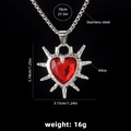 Collana gotica con cuore rosso, spine d'argento e catena in acciaio inossidabile da 70cm - Cuore Rosso Radiante con Spine / Catena in Acciaio 70cm