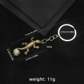 Portachiavi lucertola bronzo antico con dettaglio diamante, lega, 11cm totale - Lucertola A Portachiavi (Bronzo)