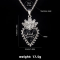 Collana gotica retrò cuore nero con corona d'argento e ciondolo a spine su catena d'acciaio - Cuore Nero Corona Vintage / Catena in Acciaio 70cm
