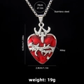 Collana gotica con cuore rosso, spine d'argento e croce su catena in acciaio inox - Croce Cuore Rosso Spine / Catena in Acciaio 70cm