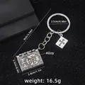 Porte-clés vintage en alliage argenté avec pendentif livre de croix, poids 16,5g - Porte-clés Livre avec Accessoire Carré (B393) / Argenté