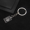 Silver metal tarot keychain with black enamel THE LOVERS design for bags and keys - The Lovers Tarot Keychain