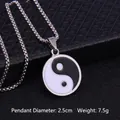 Detail of silver Tai Chi pendant necklace showing 2.5cm diameter and 7.5g weight info - Bagua