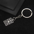 Tarot Wheel of Fortune metal keychain with black enamel dripping oil finish for bags - The Wheel Of Fortune Tarot Keychain