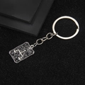 Porte-clés carte de tarot Justice avec pendentif en émail noir et chaîne argentée - Justice Tarot Porte-clés