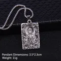 Vintage Silber Guanyin Buddha Anhänger Halskette mit 3,5x2,3cm Relief und 11g Gewicht - Guanyin Bodhisattva