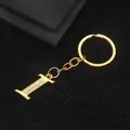 Gold letter I keychain with sparkling crystal rhinestones for backpacks and purses - Letter I Style / Gold