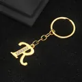 Golden metal letter R keychain with sparkling rhinestones for bags and accessories - Letter R Style / Gold