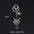 Portachiavi punk maschera demone argento con teschio, ciondolo gotico da 10,5 cm - Testa di diavolo