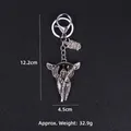 Retro silver Grim Reaper keychain with wings, scythe and owl charm, 12.2cm length - Grim Reaper with Scythe