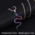 Collar con colgante de serpiente arcoíris en acero inoxidable de colores vibrantes - Estilo 4 Serpiente con Cadena 70cm