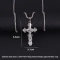 Vintage roestvrijstalen kruisbeeld ketting met lange ketting en gegraveerd INRI detail - Staalkleur