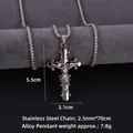 Vintage roestvrijstalen ketting met gedetailleerde kruisbeeld hanger en boxketting - Grijs