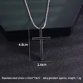 Vintage zwarte emaille kruishanger met een roestvrijstalen boxketting voor dames en heren - Stijl 43 Kruis (Inclusief 70cm Roestvrijstalen Ketting)