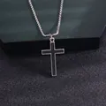 Vintage gotische kruishanger in zwart emaille met roestvrijstalen schakelketting - Stijl 4 Kruis (Inclusief 70cm Roestvrijstalen Ketting)