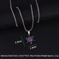 Rainbow plated pentagram eye skull necklace with stainless steel chain dimensions - Hexagram Evil Eye Design (Colorful Evil Eye + 70cm Steel Chain)