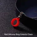 Regenbogenfarbene Metallkette mit rotem Silikonring für E-Zigaretten Halterungen - 3,0 mm x 70 cm bunte Perlenkette / Roter Ring