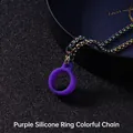 Violetter Silikonring und Regenbogen-Metallkette für E-Zigaretten Zubehör - 3,0 mm x 70 cm bunte Perlenkette / Lila Kreise