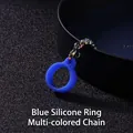 Lanyard with blue silicone ring and colorful metal chain for pod devices - 3.0mmx70cm Colorful Pearl Chain / Blue Circles