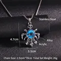 Collar punk de acero de titanio con colgante de ojo turco azul y dije de calavera de plata - Calavera Ojo Malvado (Ojo Azul)