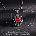 Collar de calavera gótica con ojo rojo de acrílico y cadena de bolas de acero inoxidable - Calavera Ojo Malvado (Ojo Rojo)