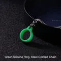 Stainless steel chain necklace with green silicone ring for vaporizers and pens - 2.5mmx70cm Steel Color Pearl Chain / Green Ring