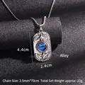 Collar vintage con colgante de ojo turco, grabado de águila y cadena gruesa de estilo punk - Ojo Azul Con Cadena de Acero