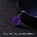 Universal purple silicone ring and steel chain lanyard for electronic devices - 2.5mmx70cm Steel Color Pearl Chain / Purple Circles