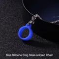 Universal blue silicone ring with steel ball chain necklace for vape device - 2.5mmx70cm Steel Color Pearl Chain / Blue Circles