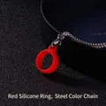 Universal stainless steel neck chain with a red silicone ring for electronic devices - 2.5mmx70cm Steel Color Pearl Chain / Red Ring