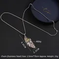 Vintage Turkish evil eye feather pendant necklace in antique silver with stainless steel chain - Feather Yellow Evil Eye