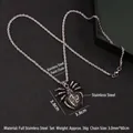 Gothic punk style stainless steel spider necklace with detailed vintage silver finish - Spider (Rope Chain) / Antique Silver