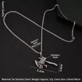 Men's stainless steel axe necklace with skull pendant on a 3.0mm dragon bone chain - Axe Skull (With Keel Chain 60cm)