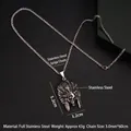 Retro punk stainless steel necklace with Indian chief skull pendant on leather background - Indian Chief (With 60cm Keel Chain)