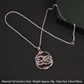 Pendente con due serpenti in acciaio inossidabile argento antico su catena a fune - Serpente Intrecciato (Con Catena a Corda 60cm)