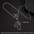Vintage silver stainless steel Indian skull necklace with 3mm twist chain for men - Indian Chief (With 60cm Twist Chain)