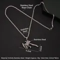 Ciondolo ascia teschio in acciaio inossidabile argento con misure e catena intrecciata - Ascia Teschio (Con Catena a Spirale 60cm)