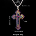 Regenbogenfarbene Edelstahl-Kreuzkette mit Boxkette und 70 cm langer Halskette - Regenbogen Kreuz Stil D