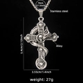 Retro-Silber-Kreuzhalskette mit Totenkopf und Drachenschnitzerei an dicker Edelstahlkette - Drachen Kreuz Mit 70cm Stahlkette