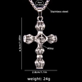 Hip-Hop-Kreuz-Halskette in Silber mit detaillierten Maßen auf schwarzem Hintergrund - Kreuz Nr. 80 mit 70cm Stahlkette