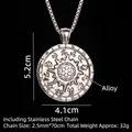 Collana vintage con bussola solare e zodiaco in argento con catena in acciaio da 70cm - Bussola Zodiaco + Catena in Acciaio