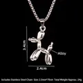 Collar de perro globo de plata pulida en acero inoxidable, colgante de 3,4x2,4cm - Perro Globo (Con Cadena de Acero)