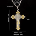 Bicolor Kreuzanhänger Halskette in Gold und Silber mit weißen Strasssteinen und Boxkette - Kreuz Nr. 110 + 70cm Stahlkette