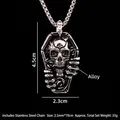 Collar punk gótico con colgante de ataúd de calavera y rosas con cadena de acero - Calavera de Ataúd / Cadena de Acero 70cm