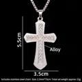 Zilveren kruishanger met kristallen aan een 70cm lange roestvrijstalen ketting - Kruis Nr. 79 / 70cm Ketting
