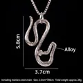 Silver stainless steel mamba snake pendant necklace with detailed scales and long chain - Coiled Snake with 70cm Steel Chain