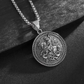 Vintage roestvrijstalen Sint Joris en de Draak ridder hanger ketting met subtiele boxketting - Hanger Zonder Ketting (Retro Staalkleur)