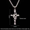Gothic stainless steel cross pendant necklace with 60cm chain for men and women - Cross No. 91 (With 60cm O-Chain) / Silver