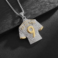 Collana con ciondolo maglia calcio Haaland numero 9 decorata con strass lucidi - Ciondolo Singolo Bicolore
