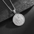 Collana San Giorgio in argento con ciondolo di cristalli e catena veneziana da uomo - Ciondolo Singolo Color Argento